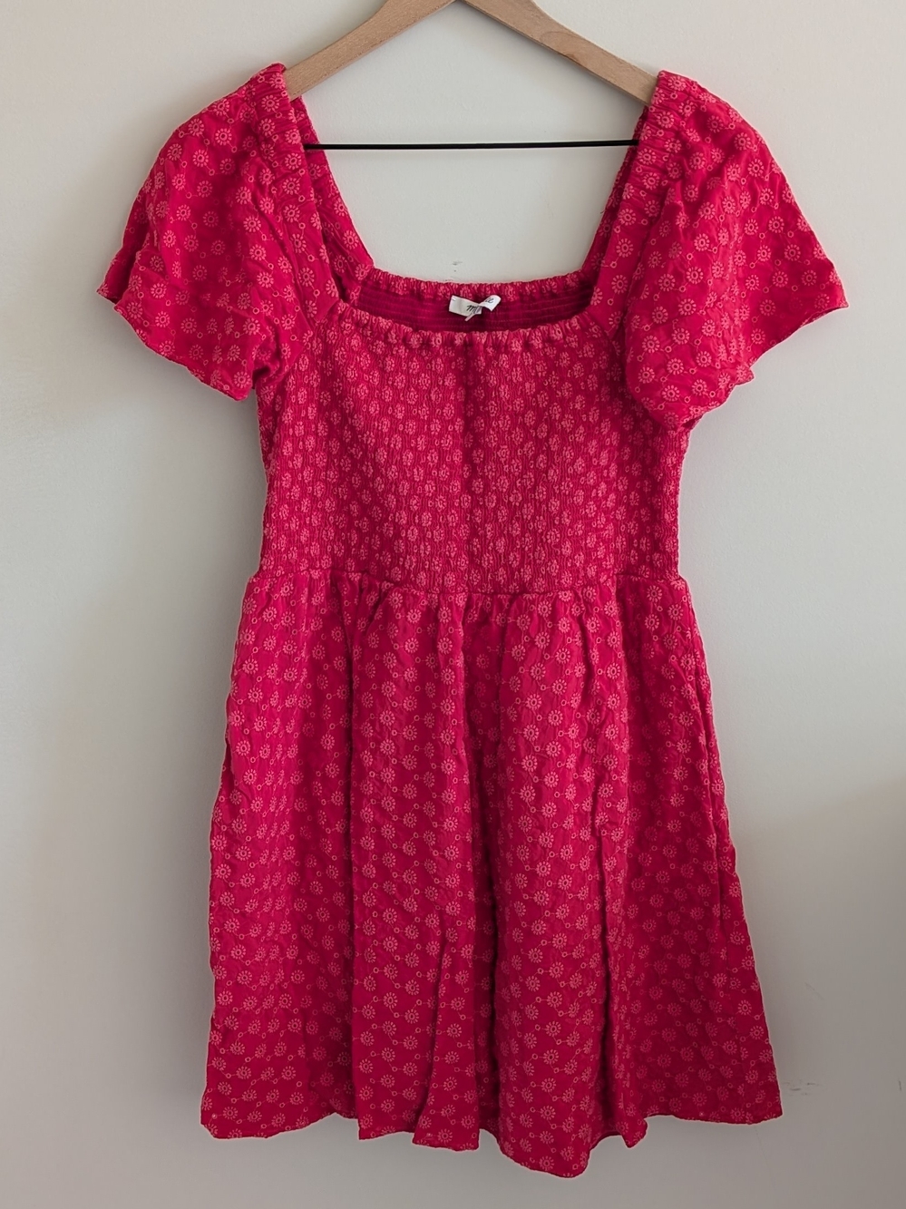 Madewell Eyelet Lucie Smocked Mini Dress